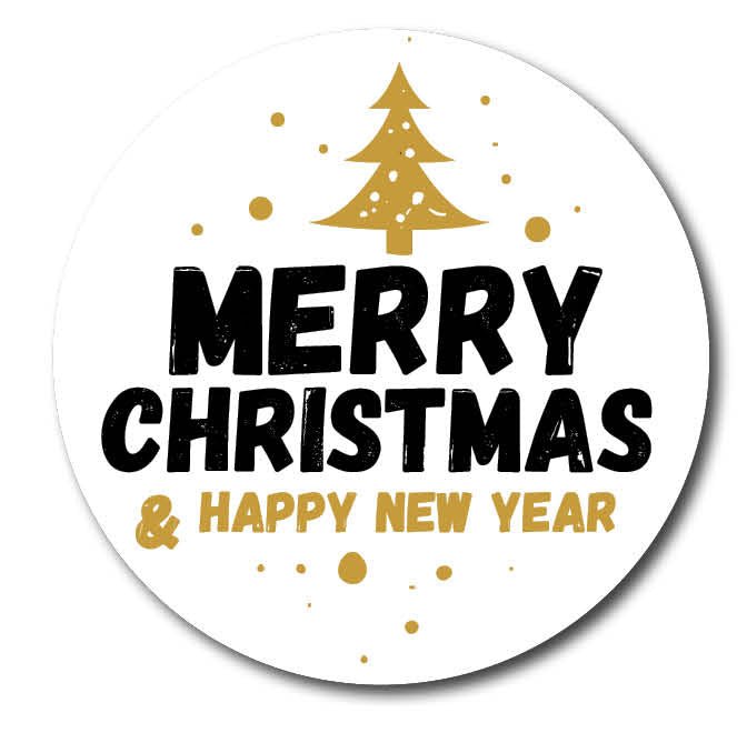 Sticker rond "Merry Christmas" - Van Erkel Winkelmaterialen