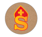 Sticker 'Sint', kraft - Ø30mm - Bruin - Van Erkel Winkelmaterialen