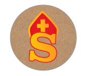 Sticker 'Sint', kraft - Ø30mm - Bruin - Van Erkel Winkelmaterialen