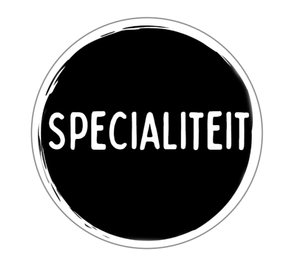 Sticker 'Specialiteit' - Ø30mm - Zwart - Van Erkel Winkelmaterialen