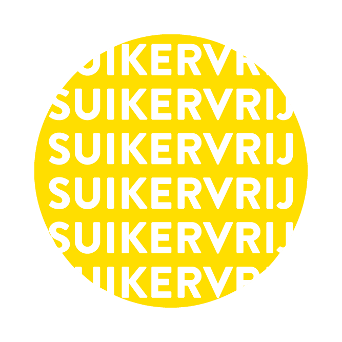 Sticker 'Suikervrij' - Ø28mm - Geel - Van Erkel Winkelmaterialen