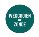 Sticker 'Weggooien = zonde' - Ø30mm - Groen - Van Erkel Winkelmaterialen