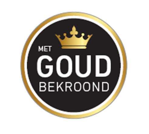 Stickers 'Met Goud Bekroond' - Ø30mm - Van Erkel Winkelmaterialen