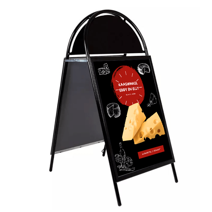 Stoepbord met rond topbord - 841x594mm (A1) - Zwart - Van Erkel Winkelmaterialen