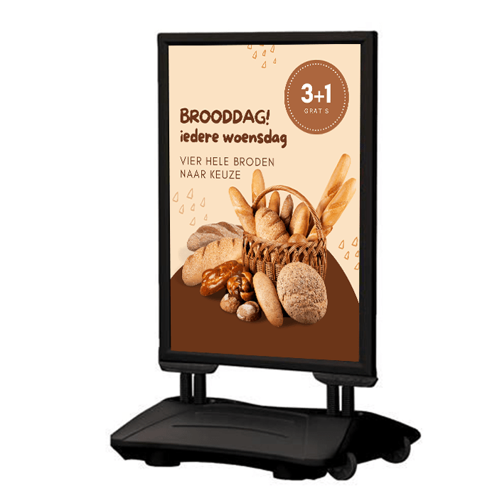 Stoepbord zwart met vulvoet - 500x700mm (B2) - Zwart - Van Erkel Winkelmaterialen