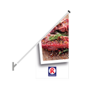 Schuine gevelvlag "Keurslager" wit, opdruk: Biefstuk met tijm