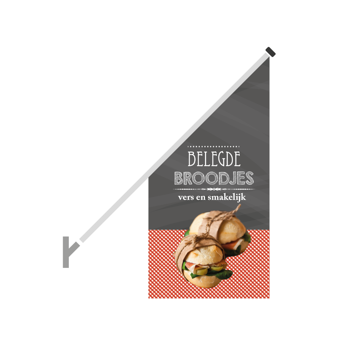Schuine gevelvlag "Belegde broodjes vers en smakelijk" 