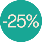 Ronde sticker Ø28mm "25%" op rol (500st)