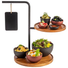 Etagere/taartplateua 2-laags van metaal met hout, 'Iron' 300x470x440mm (LxBxH)