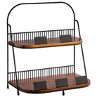 Etagere 2-laags van metaal met hout, zwart/bruin, 210x355mm en 400mm hoog
