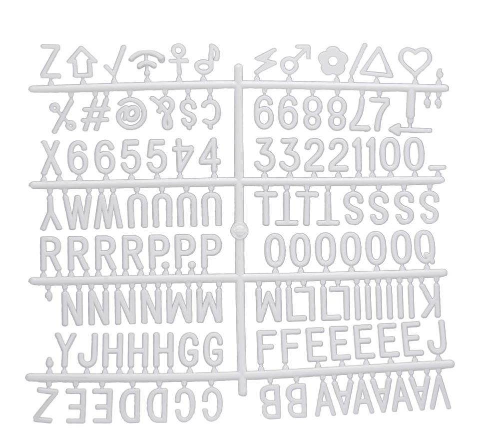 Letterbord vulling, set met losse letters, cijfers en symbolen.
