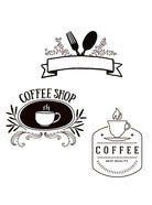 Sjabloon/stencils koffie in verschillende soorten