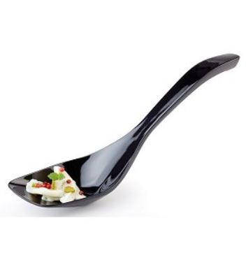 Salade/serveer lepel, Melamine, zwart, schepgedeelte: 70x65mm, 265mm lang, praktisch onbreekbaar!