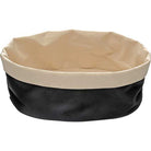 Katoenen broodmandje ovaal, 250x180x90mm, uitwasbaar (machinewas 40°C), zwart/beige.