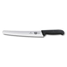Mes, Victorinox banketbakkersmes, golfsnede, zwart, Fibrox kunststof heft, lemmet 26cm.