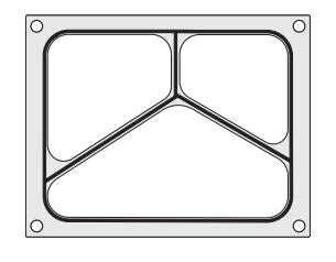 Traysealer matrix, container 3-delig 227x178mm,  aluminium met silicone