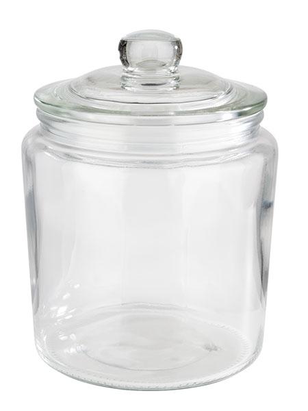 Glazen pot, /115mm en 160mm hoog, 0.9L.