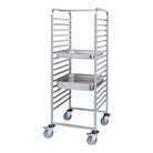 Regaalwagen, extra zware RVS uitvoerig, 17x GN 2/1, 17 regalen, 4 zwenkwielen waarvan 2 geremd, 1710x660x755mm (HxBxD)