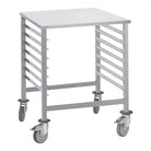 Regaalwagen, extra zware RVS uitvoerig, 7x GN 2/1, 7 regalen, 4 zwenkwielen waarvan 2 geremd, 910x620x700mm (HxBxD)