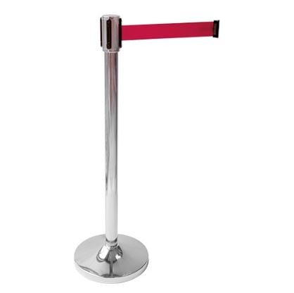 Afzetpaal met rood lint - 2000mm - Van Erkel Winkelmaterialen