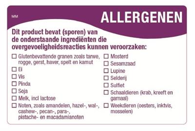 Allergenen stickers - 76x50mm - Paars - Van Erkel Winkelmaterialen
