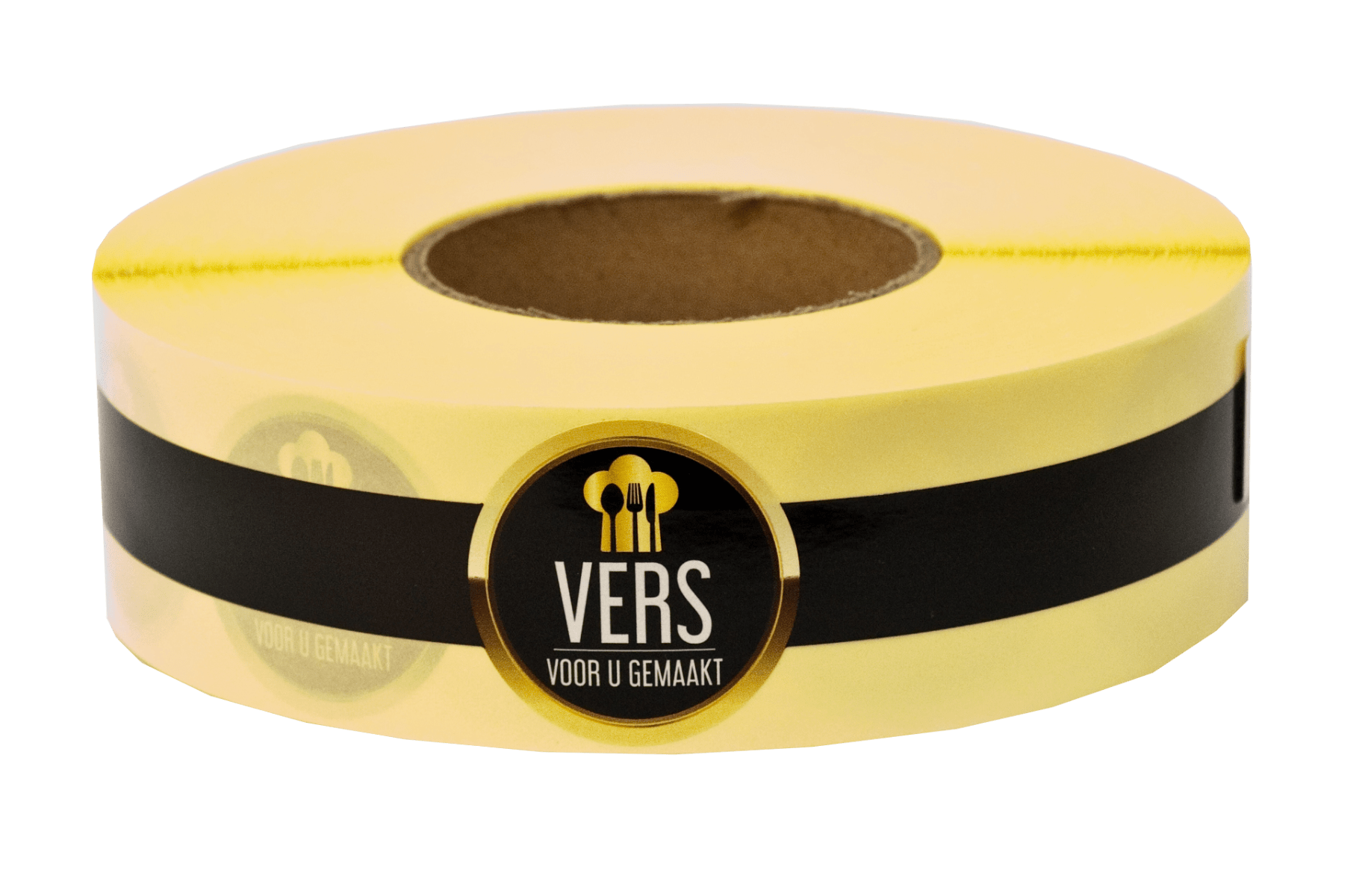 Bandsticker "Vers voor u gemaakt" - 300x25mm - Zwart - Van Erkel Winkelmaterialen