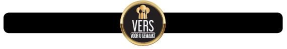 Bandsticker "Vers voor u gemaakt" - 300x25mm - Zwart - Van Erkel Winkelmaterialen