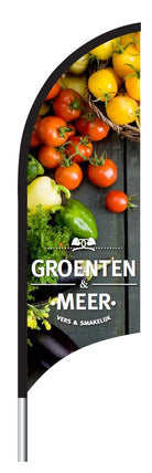 Beachflag "Groenten en meer" - 1900x700mm - Van Erkel Winkelmaterialen