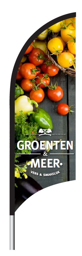 Beachflag "Groenten en meer" - 1900x700mm - Van Erkel Winkelmaterialen