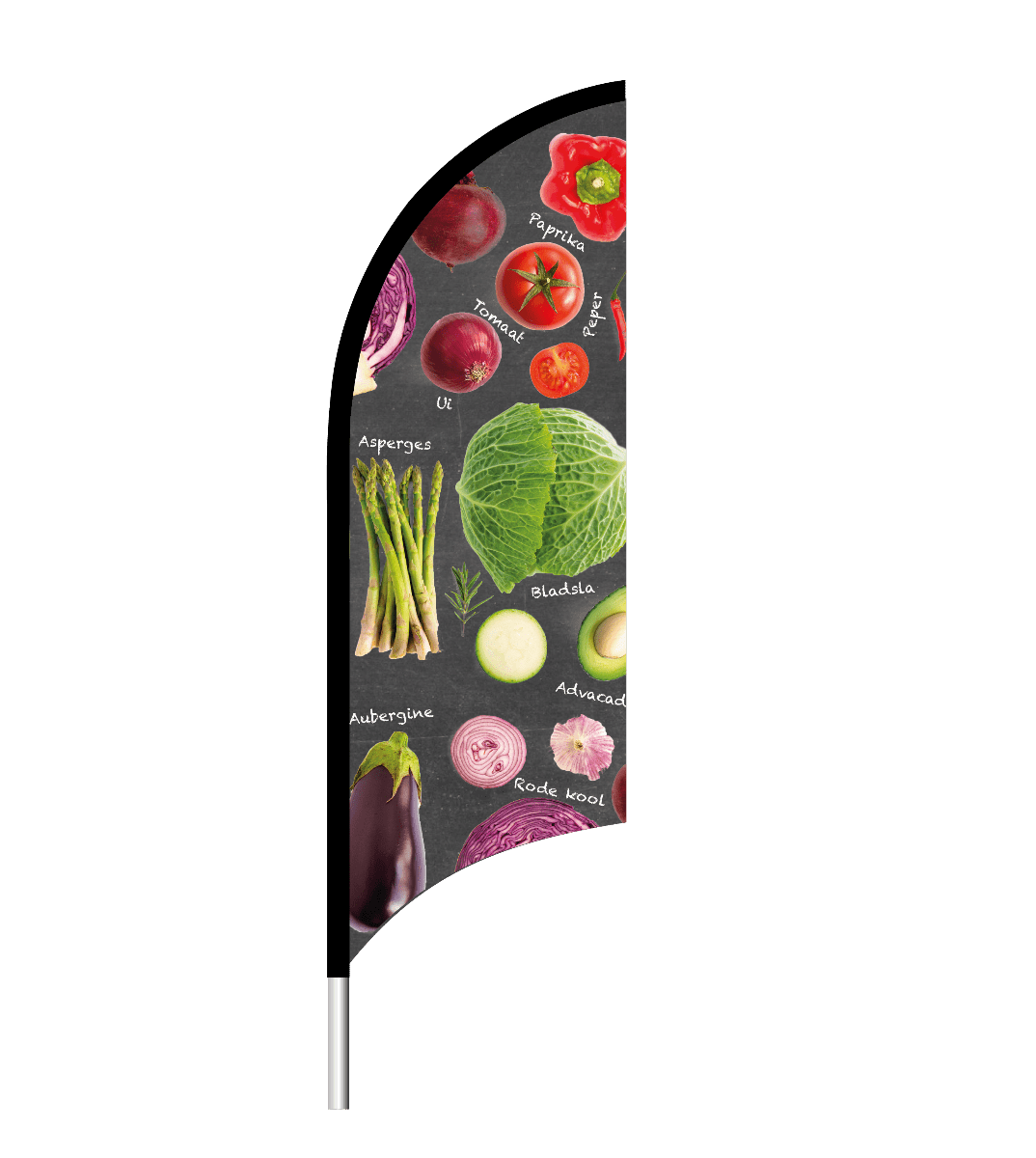 Beachflag "Groenten krijt" - 1900x700mm - Van Erkel Winkelmaterialen