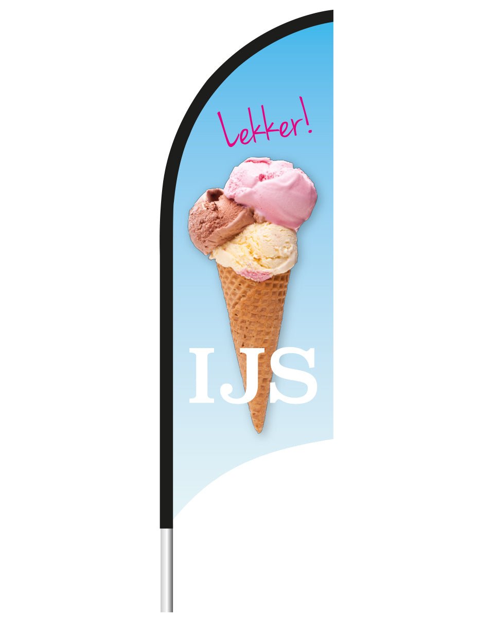 Beachflag "Ijs" - 1900x700mm - Van Erkel Winkelmaterialen