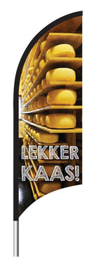 Beachflag "Lekker kaas" - 1900x700mm - Van Erkel Winkelmaterialen