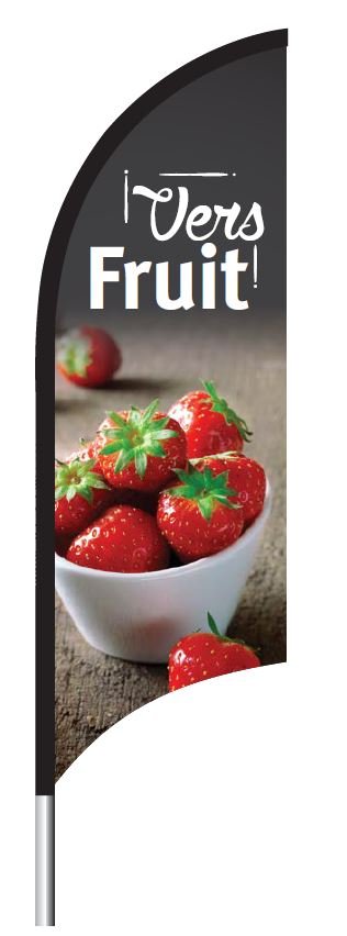 Beachflag "Vers fruit" - 1900x700mm - Van Erkel Winkelmaterialen