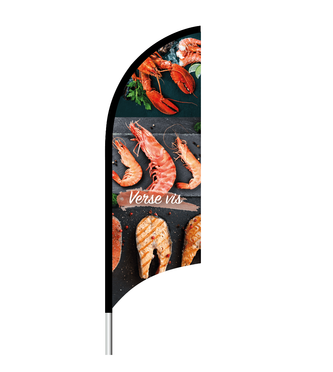 Beachflag "Verse vis" - 1900x700mm - Van Erkel Winkelmaterialen