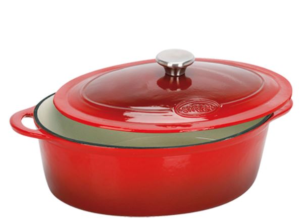 Braadpan ovaal (4L) - 270x210x115mm - Rood - Van Erkel Winkelmaterialen