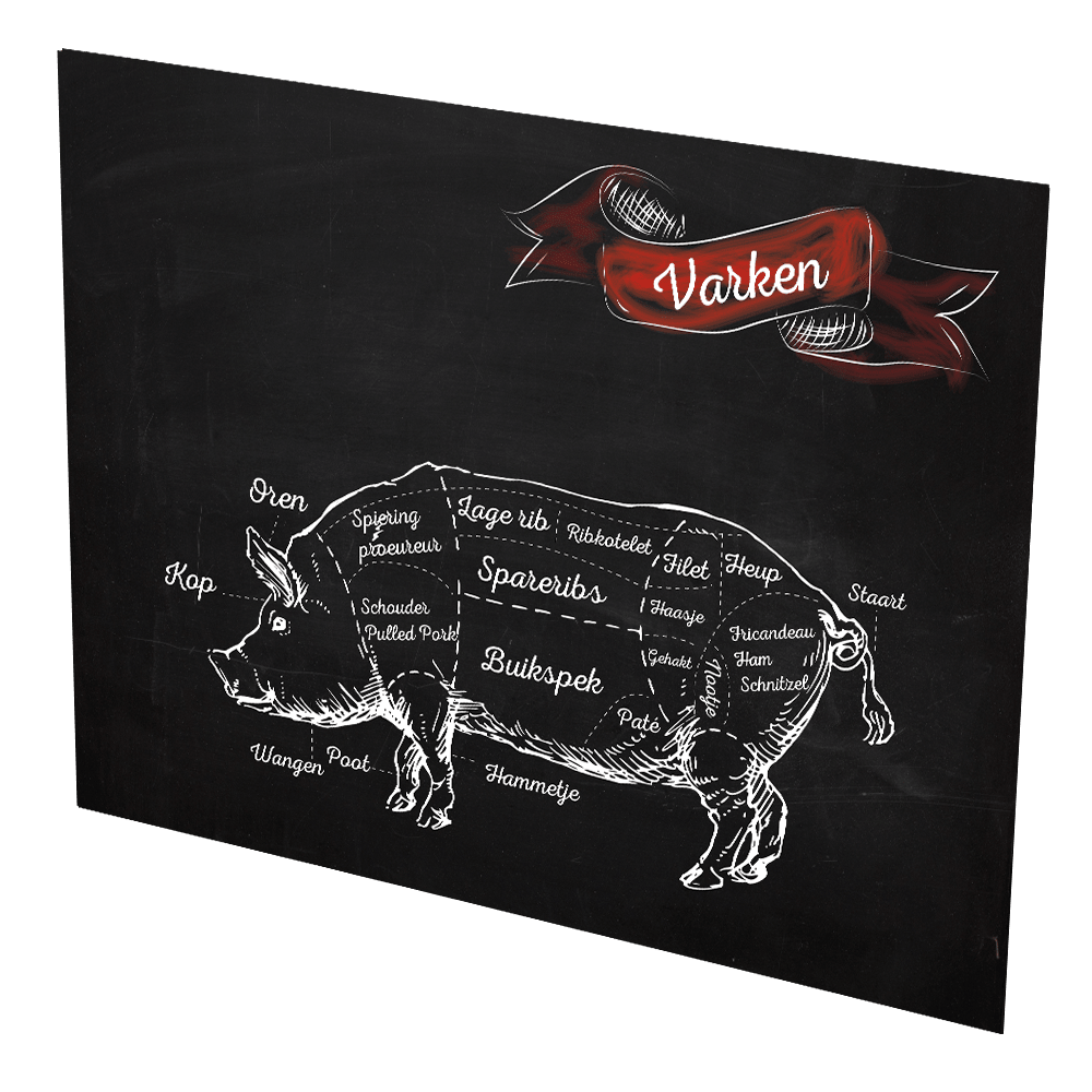 Dibond bord 'Varken met rode vlag' - 500x500mm - Zwart - Van Erkel Winkelmaterialen