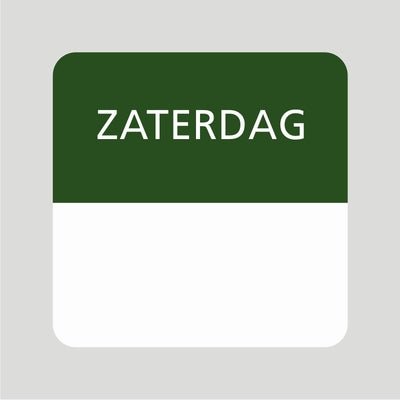 Etiket / Daglabel "Zaterdag" - 25x25mm - Groen - Van Erkel Winkelmaterialen