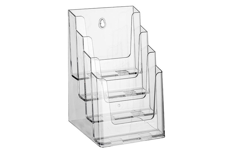 Folderbakje 4-vaks staand - 210x297mm (A4) - Transparant - Van Erkel Winkelmaterialen