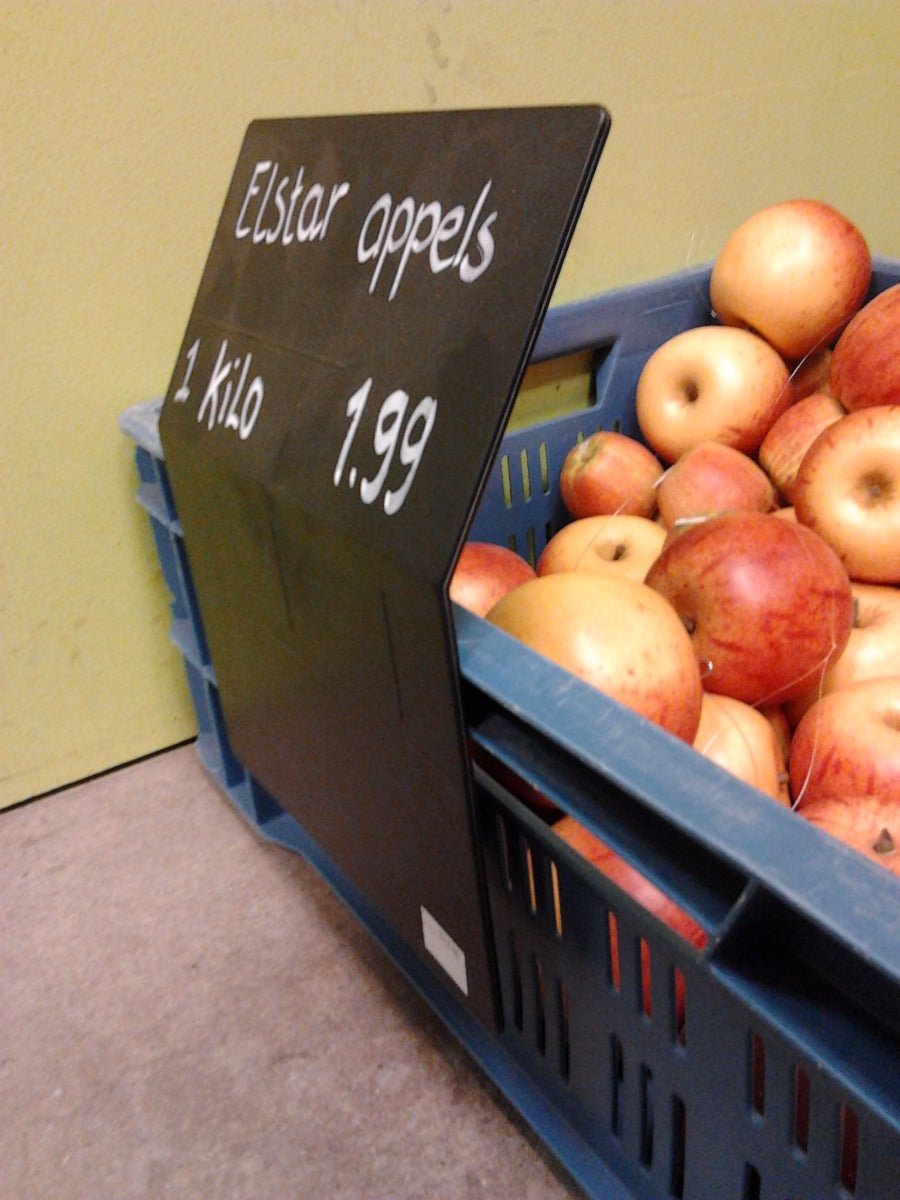Groentekrat krijtbord - 140x195mm - Zwart - Van Erkel Winkelmaterialen