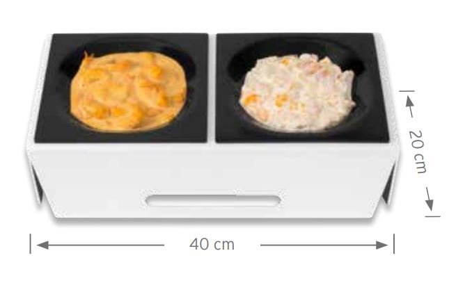 Houder voor 2 saladebakken wit - 400x200x80mm - Wit - Van Erkel Winkelmaterialen