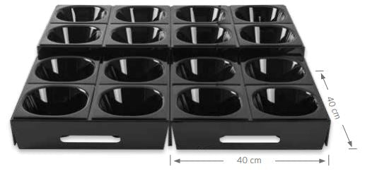 Houder voor 4 saladebakken - 400x400x80mm - Zwart - Van Erkel Winkelmaterialen