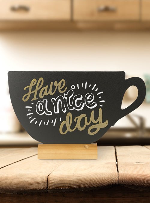 Krijt tafelstandaard "Koffiekop" - 213x335x60mm - Van Erkel Winkelmaterialen