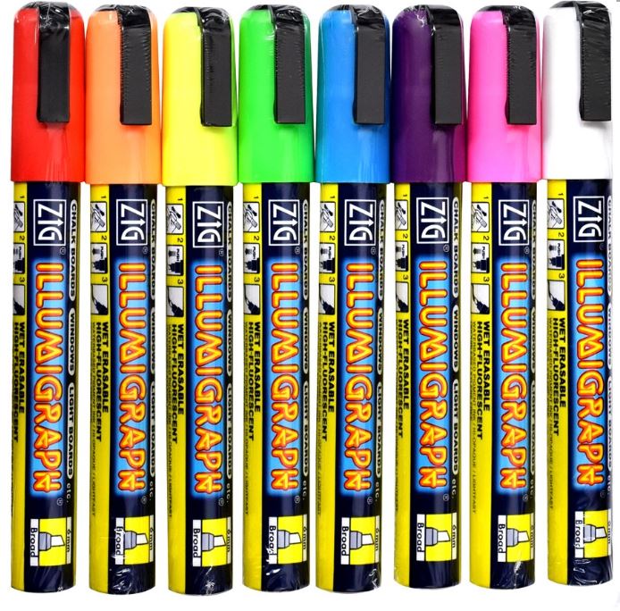 Krijtstiften Illumigraph set (8st) - 2-6mm - Krijtstift (Waterafwisbaar) - Van Erkel Winkelmaterialen