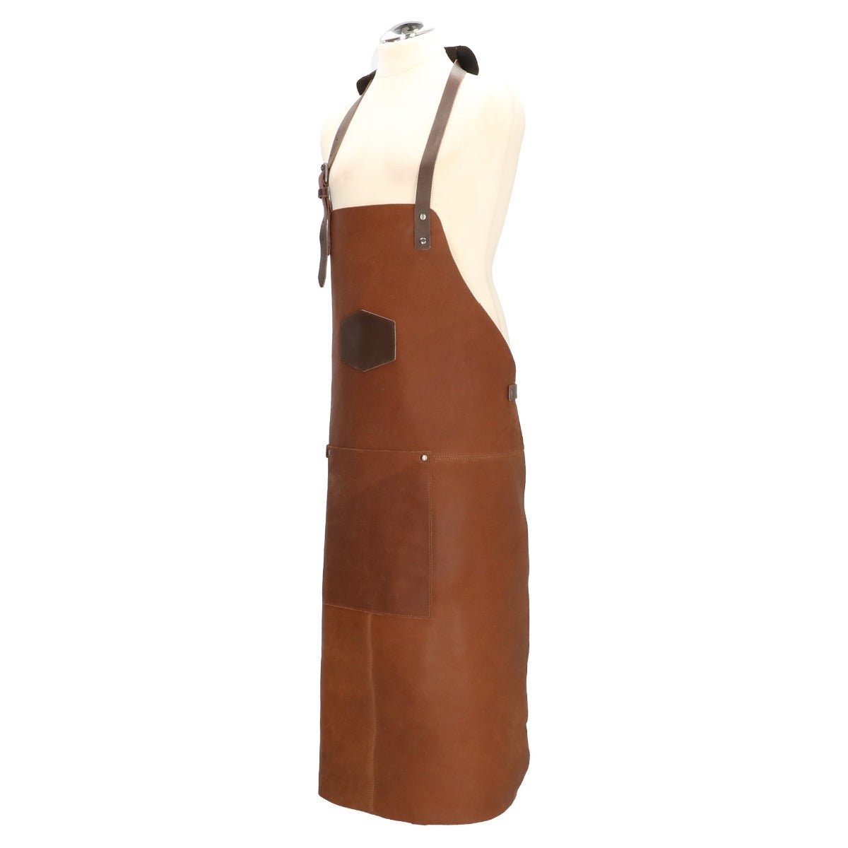 Lederen schort cognac - 650x500x850mm - Bruin - Van Erkel Winkelmaterialen
