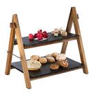 Leisteen rechthoekig met hout - 365x265x340mm - Van Erkel Winkelmaterialen