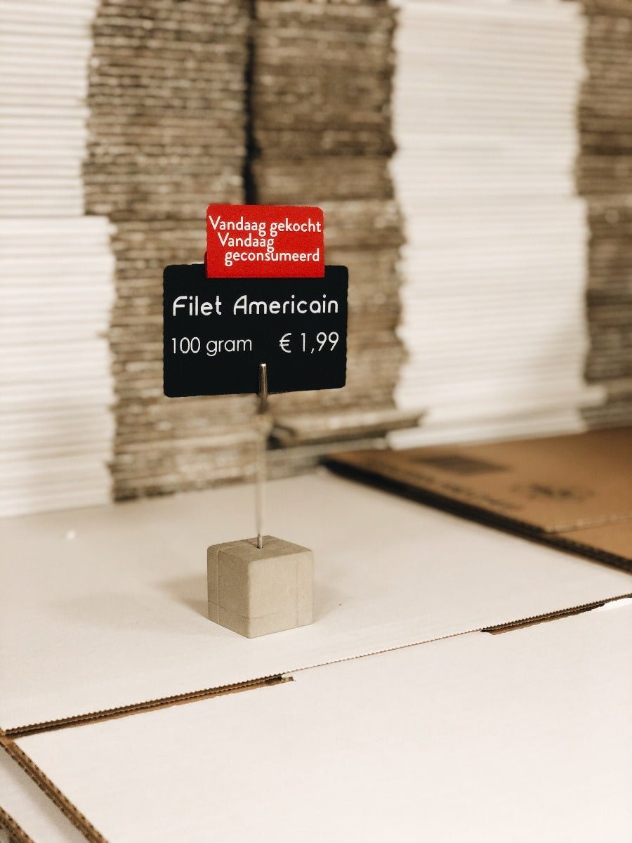 Opzetstukjes 'Vandaag gekocht, vandaag geconsumeerd' (10st) - 54x30mm - Rood - Van Erkel Winkelmaterialen