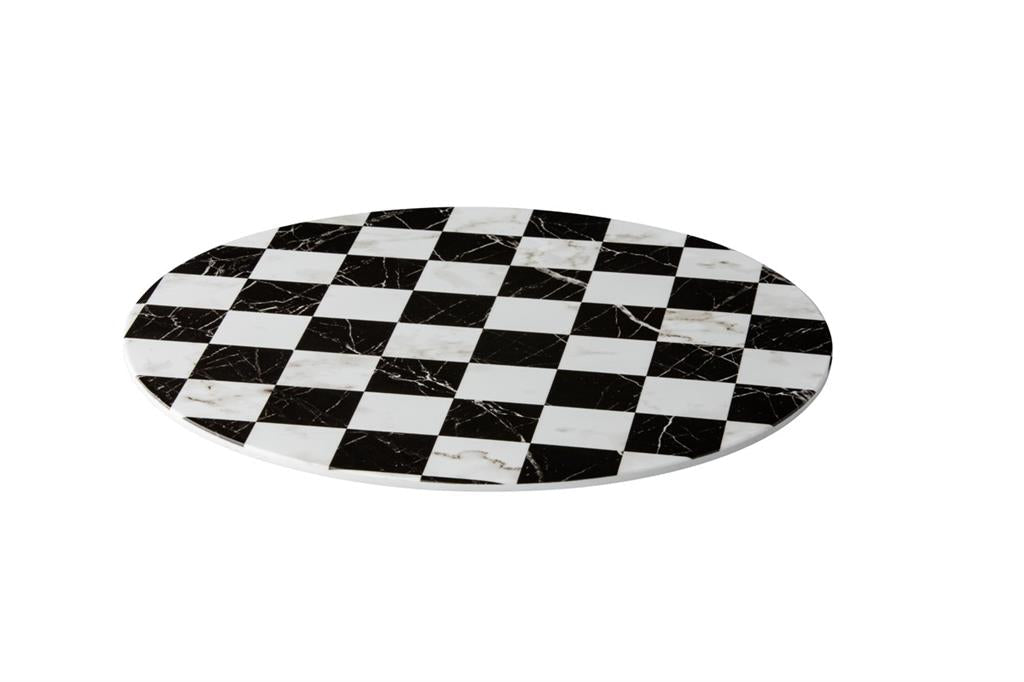 Plateau zwart/wit geblokt - Ø330mm - Van Erkel Winkelmaterialen
