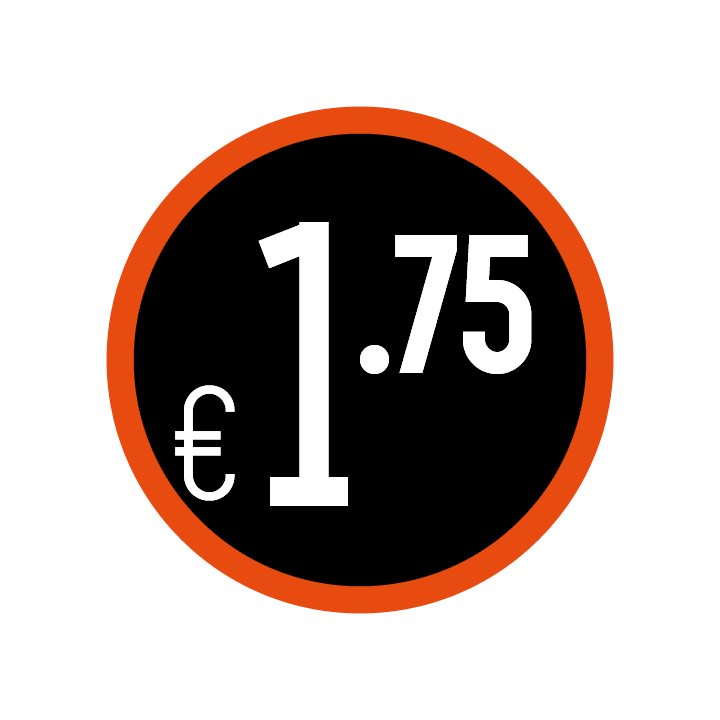 Prijs stickers op rol "€1.75" - Ø28mm - Van Erkel Winkelmaterialen