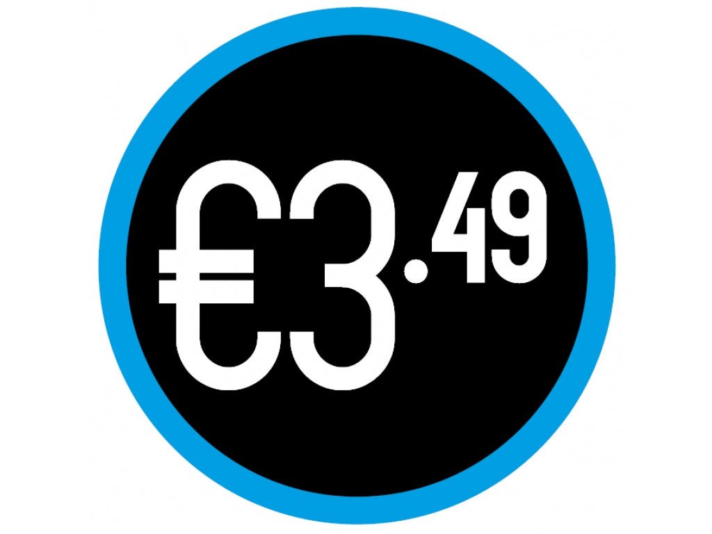 Prijs stickers op rol "€3.49" - Ø28mm - Van Erkel Winkelmaterialen