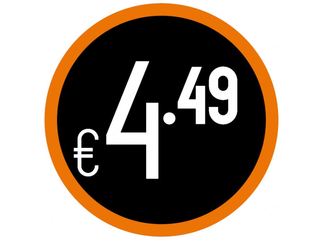 Prijs stickers op rol "€4.49" - Ø28mm - Van Erkel Winkelmaterialen